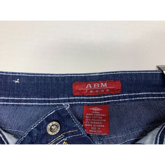 New ABM Jeans Juniors Size 11 Denim jean Shorts White Stitching ABM-019SH - Picture 4 of 4